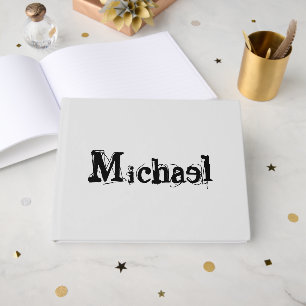 Minimalistic modern monogram name black grey guest book