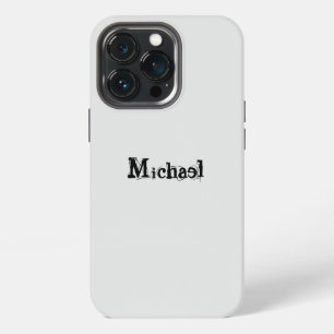 Minimalistic modern monogram name black grey iPhone 13 pro case