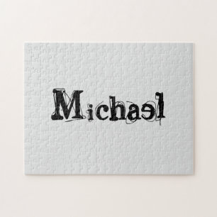 Minimalistic modern monogram name black grey jigsaw puzzle