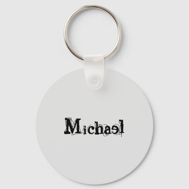 Minimalistic modern monogram name black grey key ring (Front)
