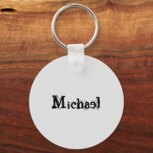 Minimalistic modern monogram name black grey key ring