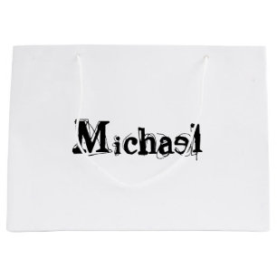 Minimalistic modern monogram name black grey large gift bag