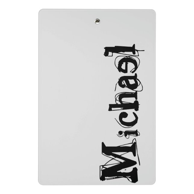 Minimalistic modern monogram name black grey mini clipboard (Back)