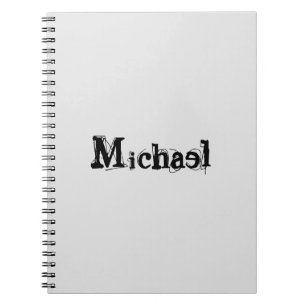 Minimalistic modern monogram name black grey notebook