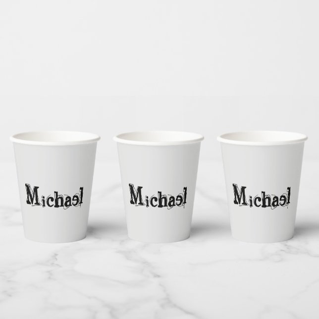 Minimalistic modern monogram name black grey paper cups (Multi)