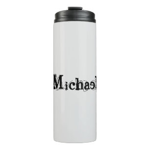 Minimalistic modern monogram name black grey thermal tumbler