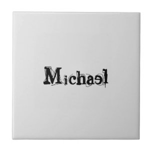 Minimalistic modern monogram name black grey tile