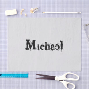 Minimalistic modern monogram name black grey tissue paper