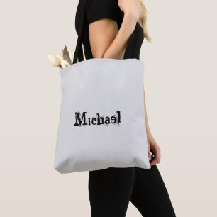 Minimalistic modern monogram name black grey tote bag