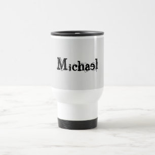 Minimalistic modern monogram name black grey travel mug