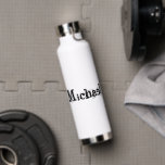 Minimalistic modern monogram name black grey water bottle<br><div class="desc">Minimalistic modern monogram name black grey. Personalizable custom name in black on a grey colour.</div>