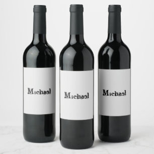 Minimalistic modern monogram name black grey wine label