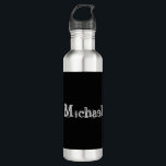 Minimalistic modern monogram name black white 710 ml water bottle<br><div class="desc">Minimalistic modern monogram name black white. Personalizable custom name on a black colour.</div>
