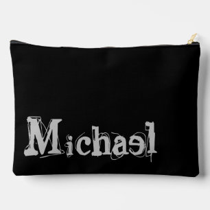 Minimalistic modern monogram name black white accessory pouch