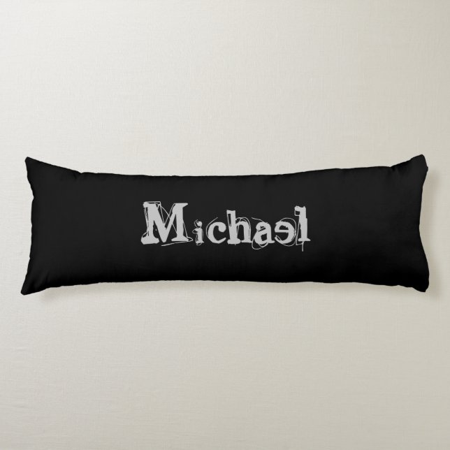 Minimalistic modern monogram name black white body cushion (Front)