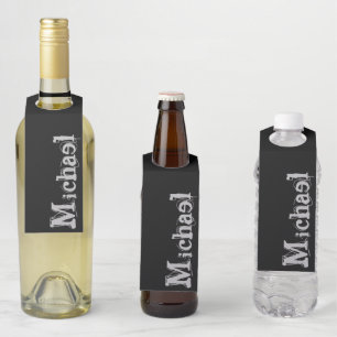Minimalistic modern monogram name black white bottle tag