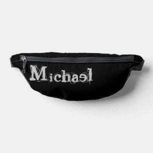 Minimalistic modern monogram name black white bum bags
