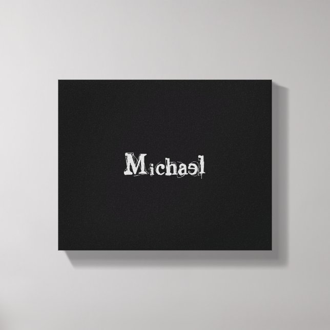 Minimalistic modern monogram name black white canvas print (Front)
