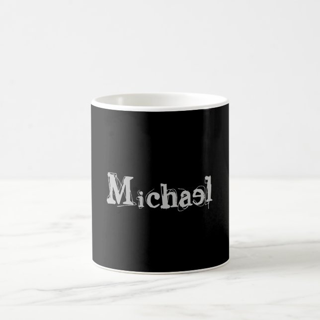 Minimalistic modern monogram name black white coffee mug (Center)
