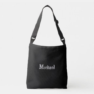 Minimalistic modern monogram name black white crossbody bag