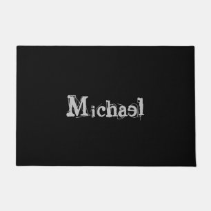 Minimalistic modern monogram name black white doormat