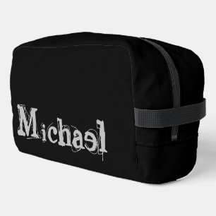 Minimalistic modern monogram name black white dopp kit
