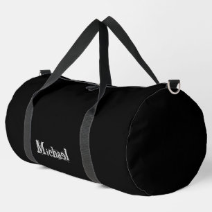 Minimalistic modern monogram name black white duffle bag