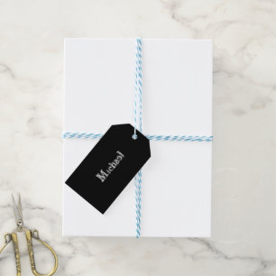 Minimalistic modern monogram name black white gift tags