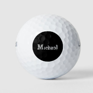 Minimalistic modern monogram name black white golf balls