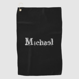 Minimalistic modern monogram name black white golf towel