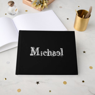 Minimalistic modern monogram name black white guest book