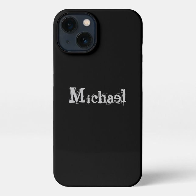 Minimalistic modern monogram name black white iPhone case (Back)