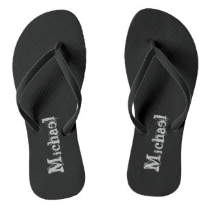 Minimalistic modern monogram name black white jandals