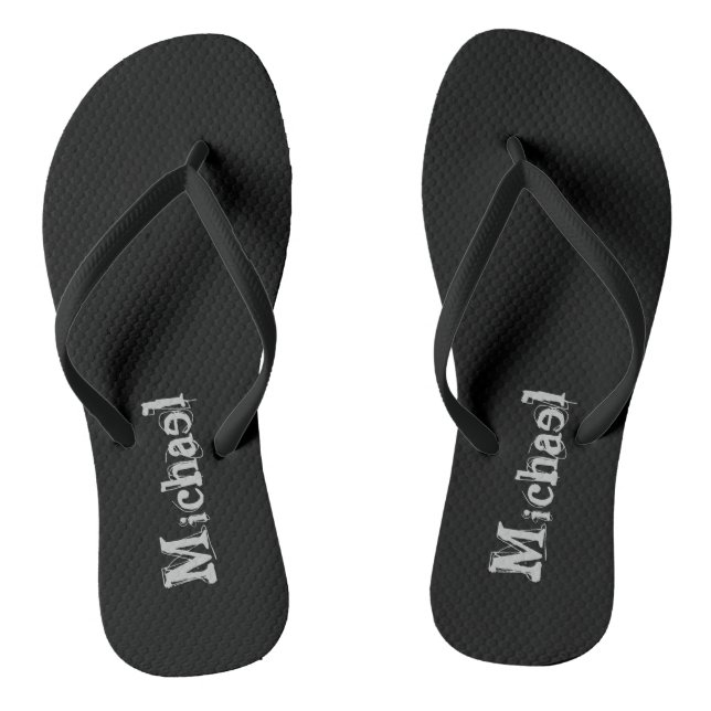 Minimalistic modern monogram name black white jandals (Footbed)