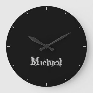 Minimalistic modern monogram name black white large clock