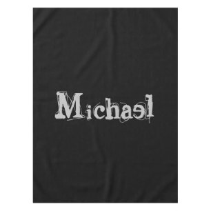 Minimalistic modern monogram name black white tablecloth