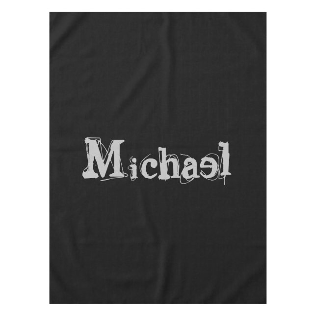 Minimalistic modern monogram name black white tablecloth (Front)