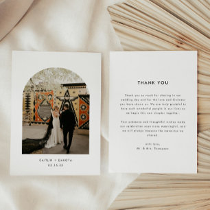 Minimalistic Modern Photo Arch Wedding Thank You Card