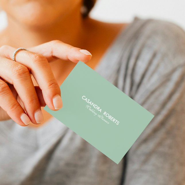 Minimalistic Modern Reversible Sage Green & White Business Card (Creator Uploaded)