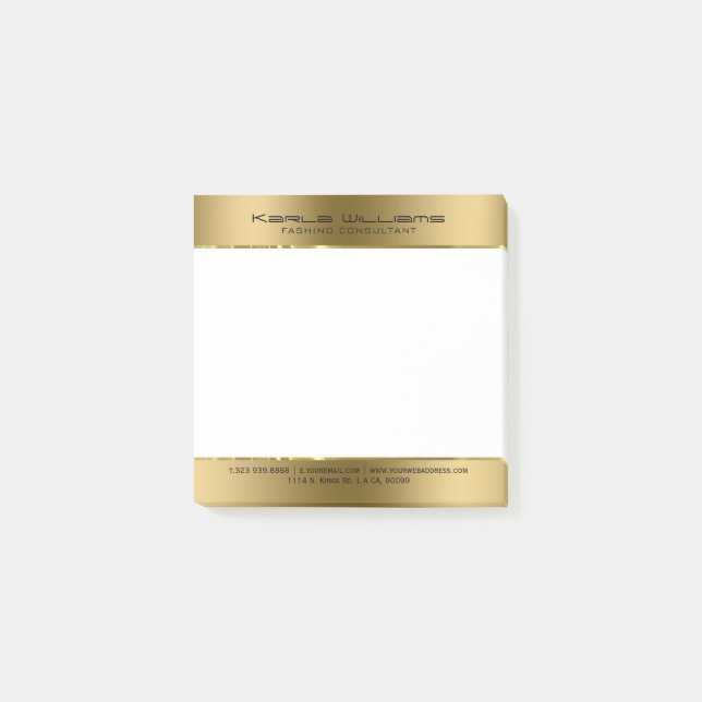 Minimalistic Modern Shiny Faux Gold Post-it Notes (Front)