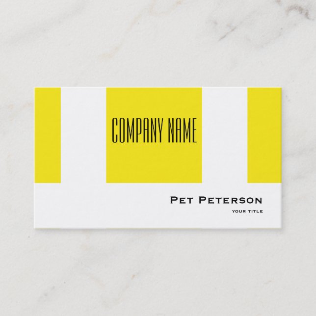 Minimalistic modern square yellow business card (Front)