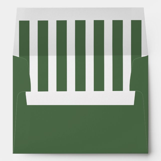 Minimalistic Modern Striped Olive Green Wedding Envelope (Back (Bottom))