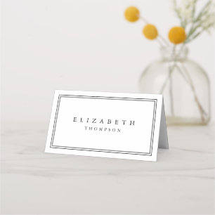 Minimalistic Modern Typography Black White Wedding Place Card
