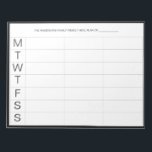 Minimalistic Modern Weekly Meal Planner Notepad |<br><div class="desc">Minimalistic Modern Weekly Meal Planner | Plan and schedule your weekly meals with this minimalistic modern weekly meal planner. It features a black frame framing all weekdays. This minimal design weekly planner will be perfect as a gift for your self or anyone. Personalise by using the fields provided and use...</div>