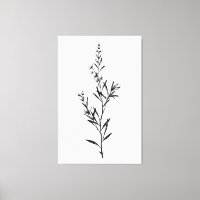 Minimalistic Monochrome Rosemary Sprig Sketch