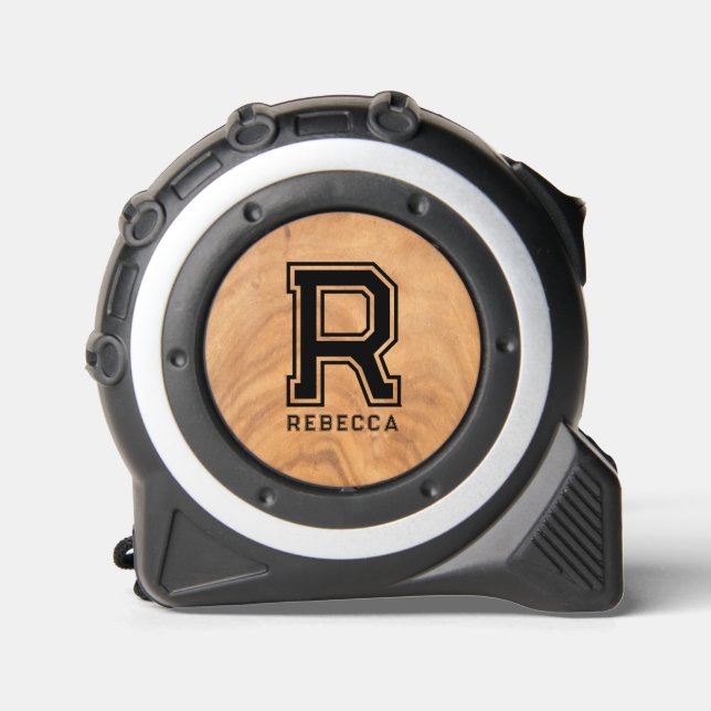 Minimalistic Monogram and Name Wood Texture 1 (Front)