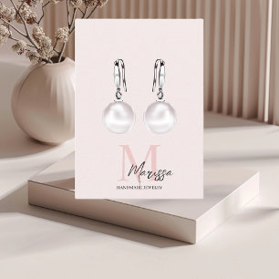 Minimalistic Monogram Initial & Name Pastel Pink  Business Card