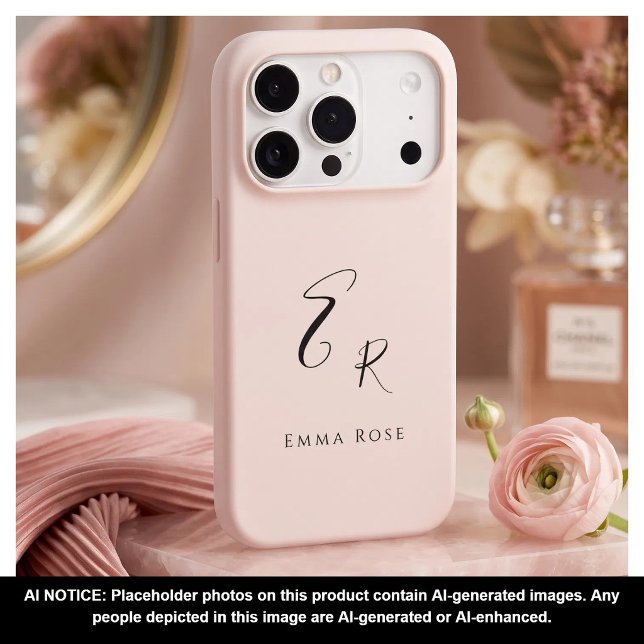 Minimalistic Monogram Name Elegant Blush Pink (Creator Uploaded)