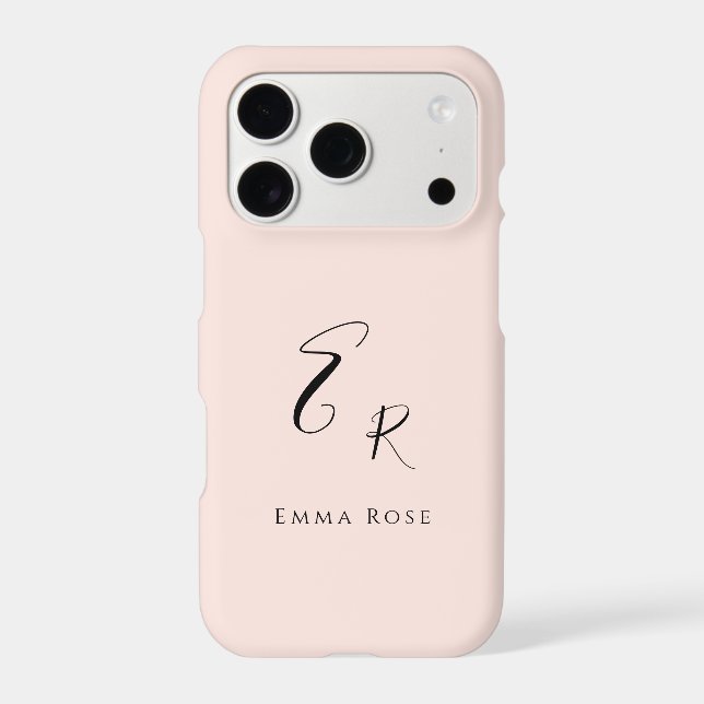 Minimalistic Monogram Name Elegant Blush Pink (Back)