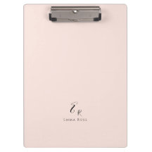 Minimalistic Monogram Name Elegant Blush Pink